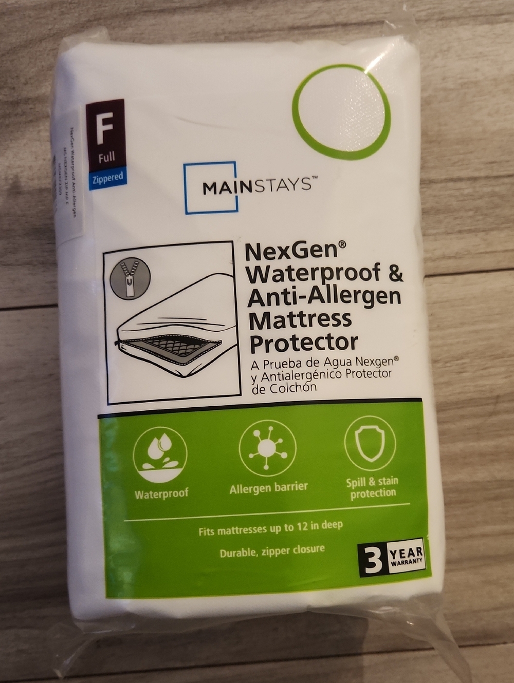 Mainstays White Waterproof & Anti-Allergen Mattress Protector Zippered